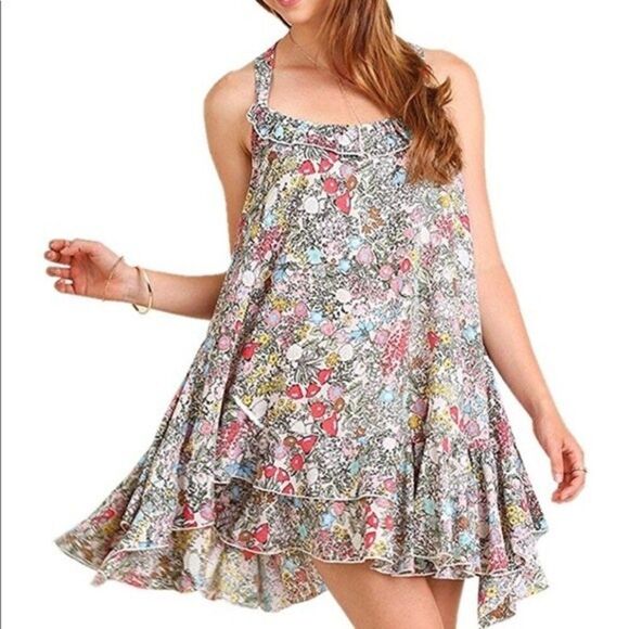 Umgee Vibrant Floral Ruffle Dress Adjustable Back 19A - Picture 8 of 8